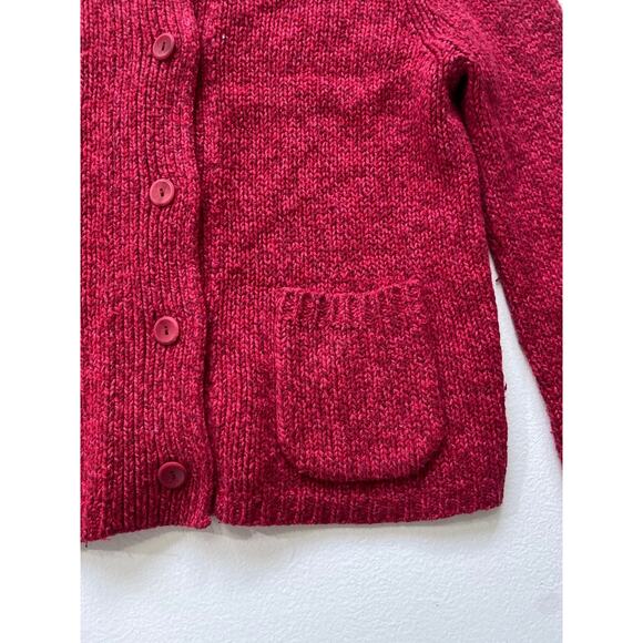 Eileen Fisher Red Wool Knit Cardigan Sweater Sz PS Collared Petite Minimal - Picture 7 of 8